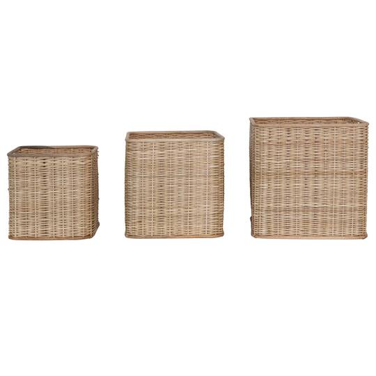 Hello Honey® Natural Handmade Palm & Rattan Basket Storage Set with Handles